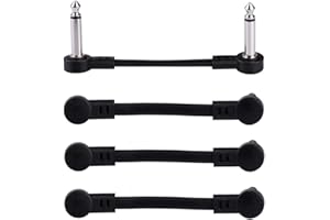 Rayzm Guitar Patch Cable, 6.35mm Angled Instrument Jumper Cable for Guitar/Bass Effects Pedals, 5cm Pedal-Board Jumper Cables (4-Pack)