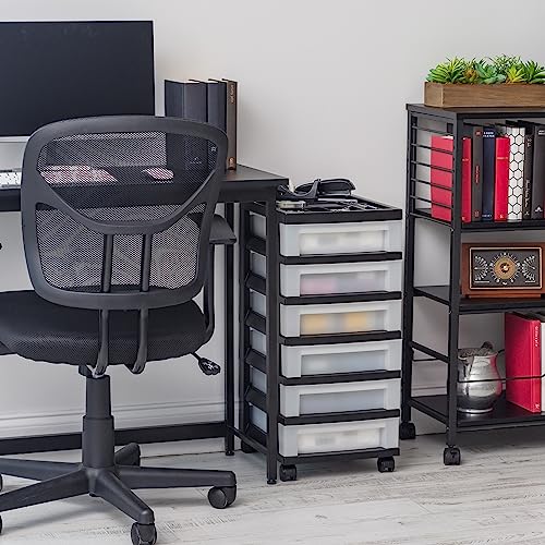 IRIS USA 6Drawer Storage Cart with Organizer Top, Black Pricepulse