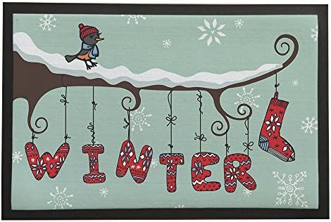 Asawood Doormat Winter Snowflakes Anti-Slip Rubber Backed Indoor Entry Doormat 20" x 32" inches