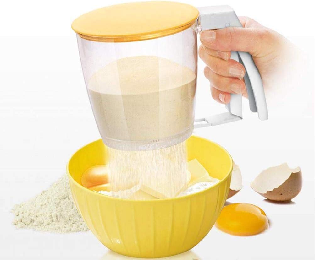 Aipeeo 2 Stück Puderzuckerstreuer & Mehlsieb - Kunststoff Sieb Mit Messbecher In Blau & Gelb