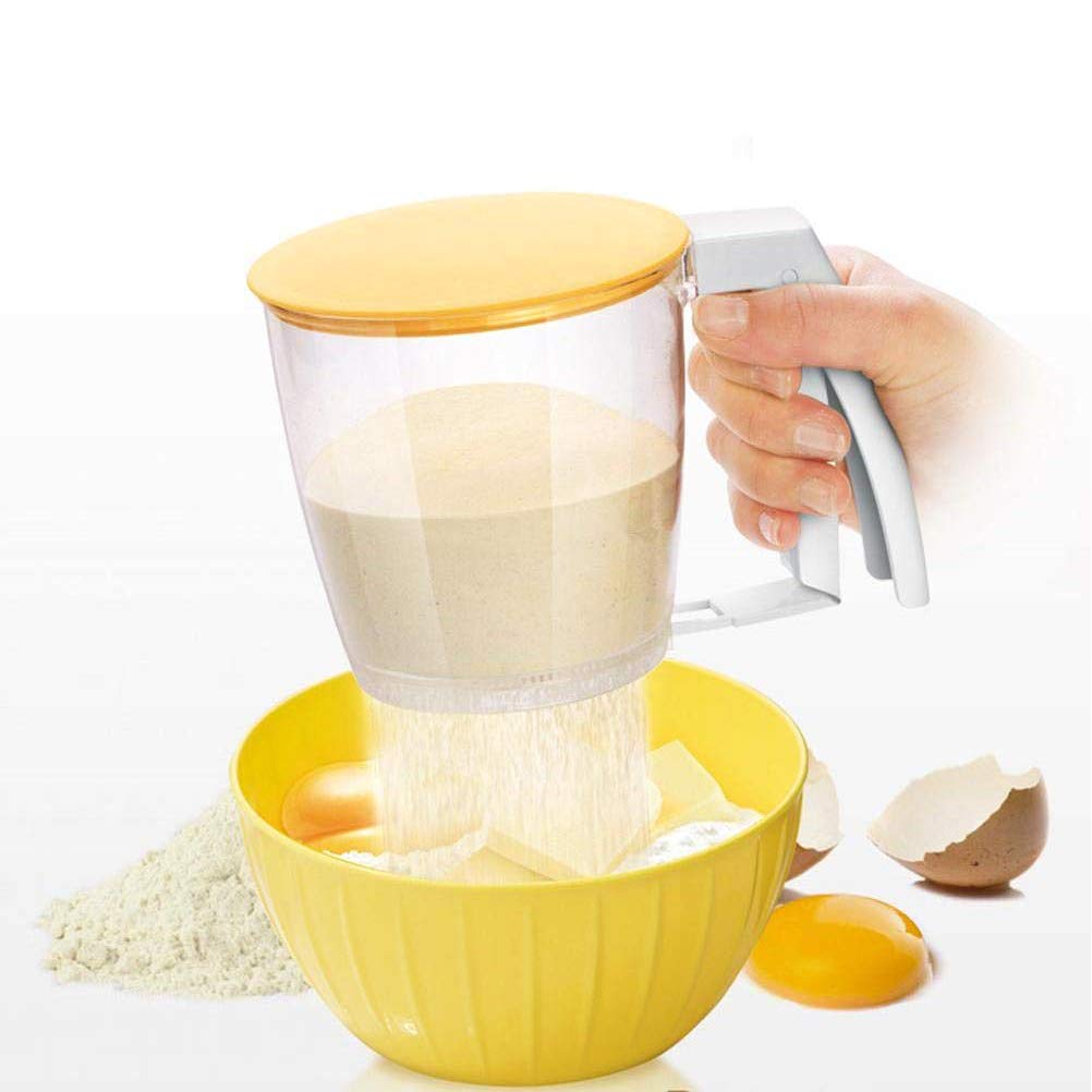 Emowpe Flour sieve beaker, hand-held flour sieve, fine-mesh sieve, baking accessories Single-hand sieve for flour, cocoa, powdered sugar and more, powdered sugar shaker