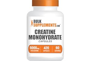 BulkSupplements.com Creatine Monohydrate Capsules - Micronized Creatine Pills - Gluten Free, 7 Capsules per Serving (5000mg), 420 Count (Pack of 1)