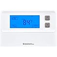 SASWELL Digital Non-Programmable Thermostat,1H/1C, T21STK-0 Digital Heat/Cool Pump Thermostats,24 Volt Single Stage Thermostat for Room White