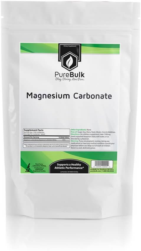 PureBulk Magnesium Carbonate Container:Bag Size:500g Powder