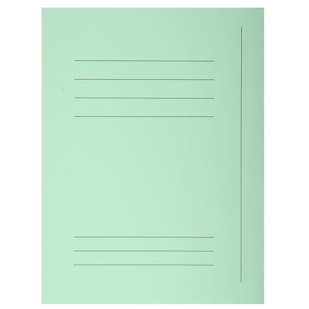 Exacompta - Ref 235004E - Super 210 Printed 3 Flap Folders - 240 x 320mm in Size, Suitable for A4 Documents, 210gsm Card, Pre-Printed Front - Light Green (Pack of 50)