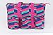 7-Pocket Tote Bag With Zipper (Pink, Blue, Green Zig Zag)