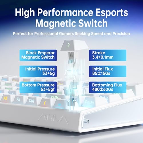 Aula Hero 68 HE 60% Gaming Keyboard Wired, Hall Effect Magnetic Switch Creamy Keyboard with Magnetic Switch,Adjustable Actuation, Fast Trigger Mode, 8K Hz Polling Rate 0.01mm RT Accuracy
