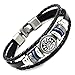 Handmade Punk Bracelet for Man - Retro Genuine Leather Cuff Wrap Bracelet (Black)
