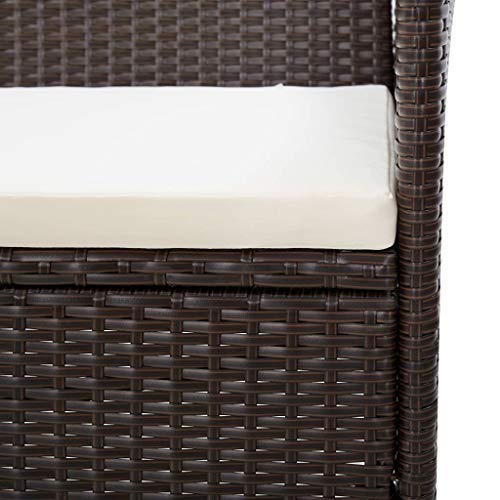 Festnight 4-TLG. Garten Lounge Set mit Auflagen Rattan Gartenmöbelset Gartenset Sitzgruppe Gartenlounge Couchtisch Sessel 3-Sitzer-Sofa Gartenmöbel Gartengarnitur Sitzgruppe Poly Rattan Braun – Bild 4