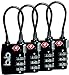 TSA Lock Combination Padlock - Suitcase Cable Lock TSA Luggage Locks Special Alloy (Black 4 Pack)