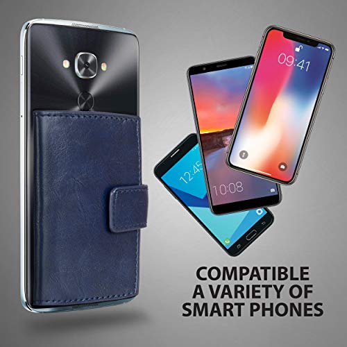 Cell Phone Card Holder Stick on Wallet Phone Pocket for iPhone, Android and All Smartphones (Sea Blue)