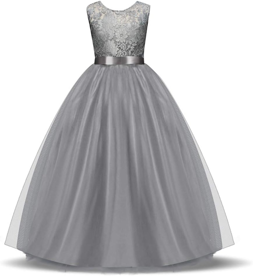Girls Lace Dress Long A Line Tulle Wedding Pageant Party Prom Dresses Ball Gown