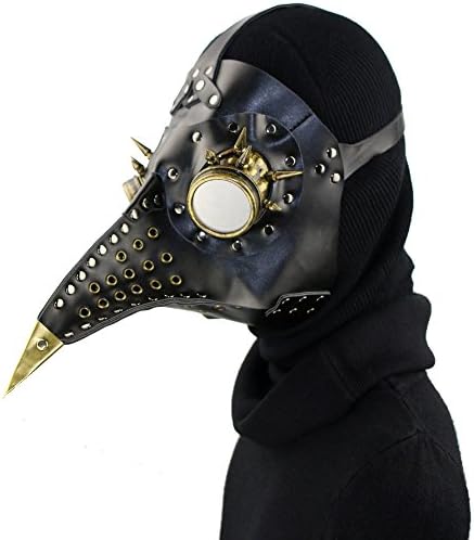 Chns Halloween Party Mask Unique Design Hand Made Leather Plague Doctor Halloween Costume Props Black 2