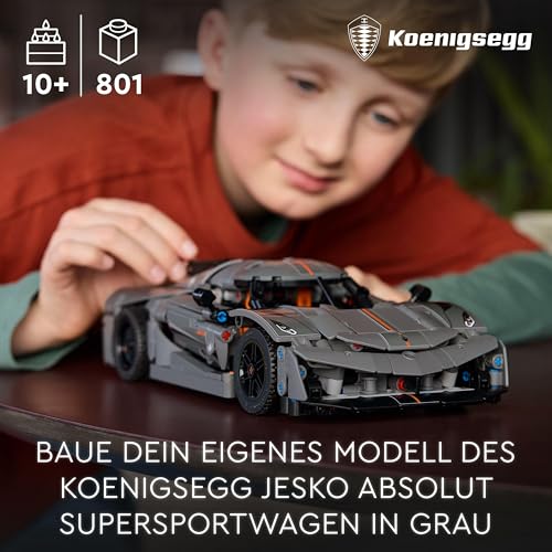 LEGO Technic Koenigsegg Jesko Absolut Supersportwagen in Grau, Bauspielzeug für Jungen und Mädchen, Spielzeugauto für Kinder, Geschenk für Autofans, Dekoration für das Kinderzimmer 42173