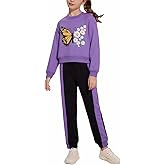 FUNMETA Toddler Girls 2 Piece Cute Outfits, Crewneck Sweatshirt with Jogger Pants Kids Clothing Set for Fall Winter