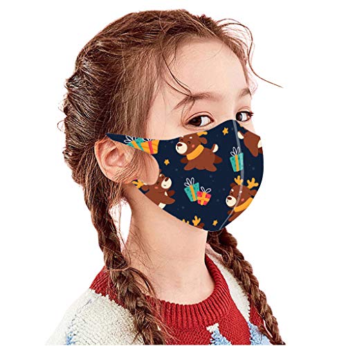 ZTY66 10Pack Face Protection for 3-12T Kids-Mixed Color& Lovely Christmas& Cartoon Pattern-Washable&Reusable