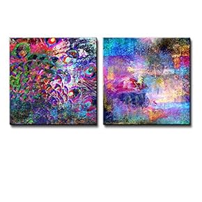 Wall26-2 Piece Vibrantly Colored Canvas Splased with The Colors of The Rainbow - Canvas Art Home Art - 12x12 inches