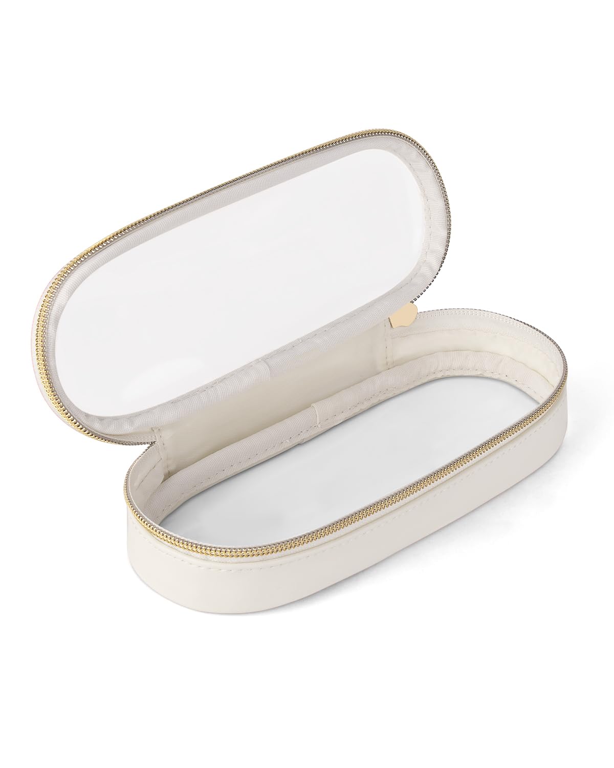 Photo 1 of Soimeat Clear Travel Makeup Brush Holder, Leather Makeup Brush Toiletry Bag, Portable Cosmetic Brush Case, Transparent Waterproof Makeup Brush Storage Bag, White, Large