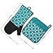 Shaped Oven Mitts and Pot Holders Set of 2 for Kitchen Set With Cotton Neoprene Silicone Non-Slip Grip, Heat Resistant, Oven Gloves for BBQ Cooking Baking, Grilling, Machine Washable (Blue Neoprene)