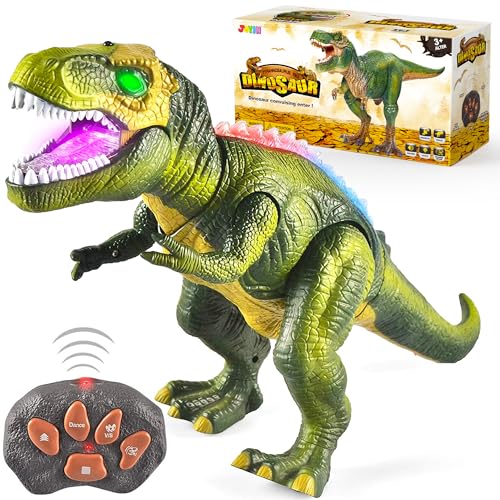 JOYIN Remote Control Dinosaur Electric Remote Control T-Rex Dinosaur with Light and Roar Realistic Toys Kids 3 4 5 Years Old