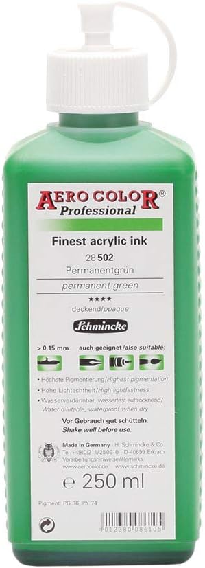 Schmincke, AERO COLOR® Professional, Permanent green 250 ml, 28502027, highly liquid