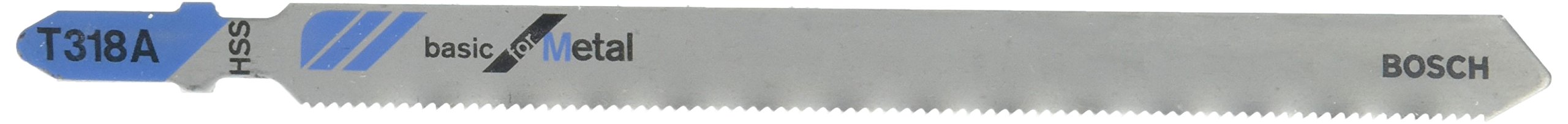Bosch Professional 5x Jigsaw Blade T 318 A Basic for Metal (for Metal pipes & profile, thin-wall, Accessories Jigsaw)