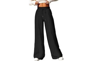 Aleumdr Women's High Waisted Drawstring Waist Wide Leg Sweatpants with Pockets Casual Loose Yoga Pants
