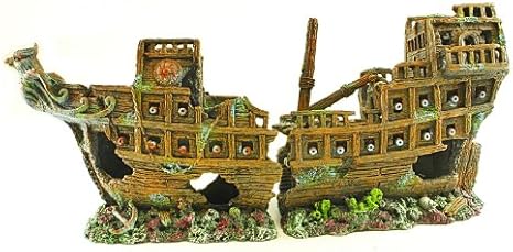 large sunken ship aquarium decoration