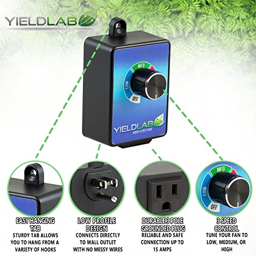 Yield Lab 3 Speed Fan Controller For Grow Tent and HVAC Intake and Exhaust Duct Fan (In-Wall)