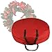 Elf Stor Bag-30” Round-Protect Holiday, Easter, Fall & Christmas Artificial Wreaths & Garland-Red Zippered Canvas Tote with Handles Decorative Wreath Storage Bag, 30
