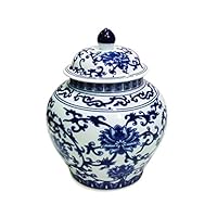 Large Blue and White Porcelain Helmet-shaped Temple Display Jar