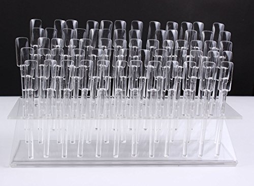 Finger Angel 64 PCS UV Gel Nail Art Tips Samples Nail Sticks Acrylic Nail Display Stand Rack Practice Tool Clear