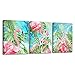 RUISHI Canvas Wall Art 3 Pieces Flamingo Boho Decor for Bedroom Animal Picture Palm Leaves Green Tropical Plant Prints Framed Posters Hanging Artwok Living Room Kids Rooms Decoration 16L x 12W