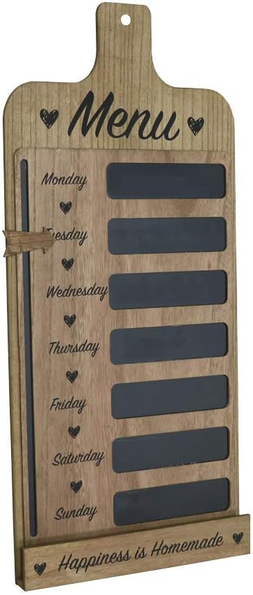 Deco Desire Chalkboard with Weekly Menu Blackboard Kitchen Notice Chalk Board Shopping List, Black/White, W30 x H66 cm