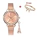 Han Shi Watches, Women Fashion Casual Business Eiffel Tower Quartz Wristwatch Round Clock (L, Rose Gold)