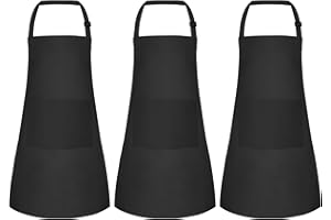 MEEZY 3 Pack Kids Apron with Pockets Adjustable Painting Apron Children Art Apron Toddler Chef Aprons for Kids Painting Cooking Crafts Baking (Black)
