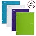 Five Star 2 Pocket Folders, Stay-Put Tabs, Binder Folders with Pockets, Fits 3 Ring Binder, Plastic, Teal, White, Purple, Lime, 4 Pack (38065)