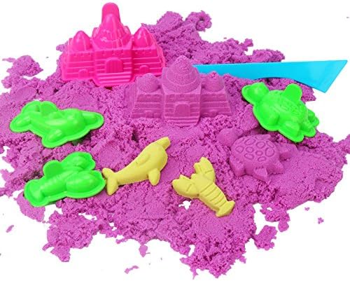2 Colored Sands (2 Pack) Play Sand Art Kit, 1.1 Pound Sand with Sand Box, Sand Molds Fun Beach for Kids Boys and Girls