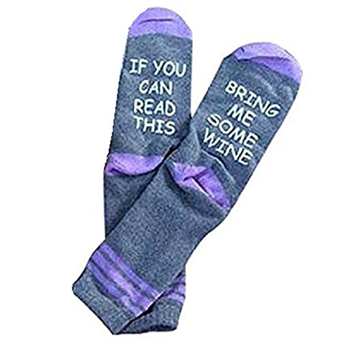 Huiyuzhi IF You Can Read This PLEASE Bring Me Some Wine Socks(FBA-Huiyuzhi) (One Size, Purple)