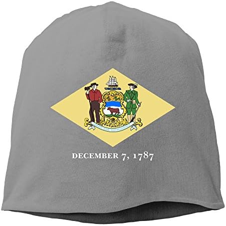 Unisex Flag Of Delaware Adult Fashion Cap Wool Beanies Cap DeepHeather