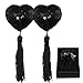 MUQU Bra with Tassel - Womens Silicone Petals Sequin Heart Pasties Adhesive Nipple Cover Reusable Bra Black