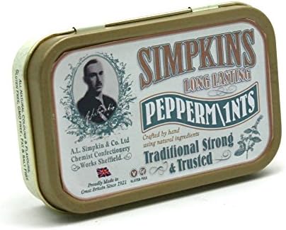 Peppermint Glucose Mints Simpkins Traditional Strong Mint Tin 40g (Pack of 3)