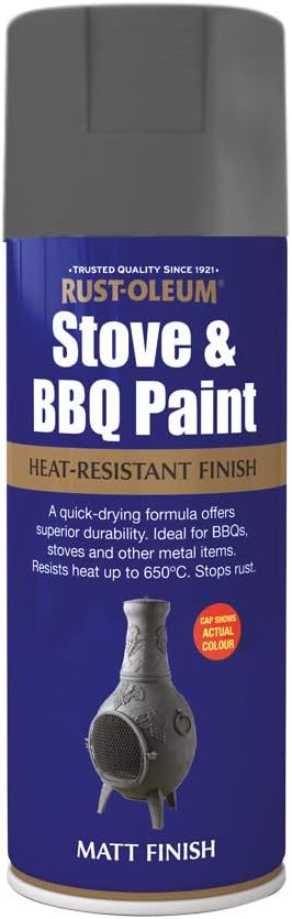 Rust-Oleum 400ml Stove & BBQ Spray Paint - Cast Iron, 400 ml (Pack of 1)