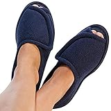 Women's Navy Blue Comfort Terry Cloth Rubber Sole Slippers