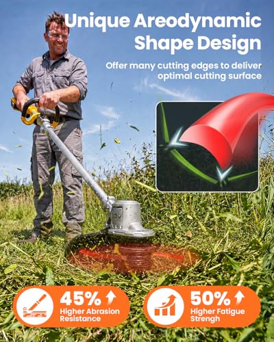 10 Packs Replacement Grass Trimmer Spool Works with Worx All Grass Trimmers with 20 V, 1.65 mm Diameter and 3 m Length Thread Spool, Includes 8 Packs of Grass Trimmer Thread and 2 Packs of Cap Lid