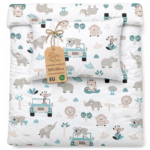Totsy Baby Duvet Cover 90 x 120 cm Cotton – Reversible Duvet Cover Set 90 x 120 cm & Pillowcase 40 x 60 cm with Zip – Baby Boys' Baby Bedding Oeko-Tex Africa