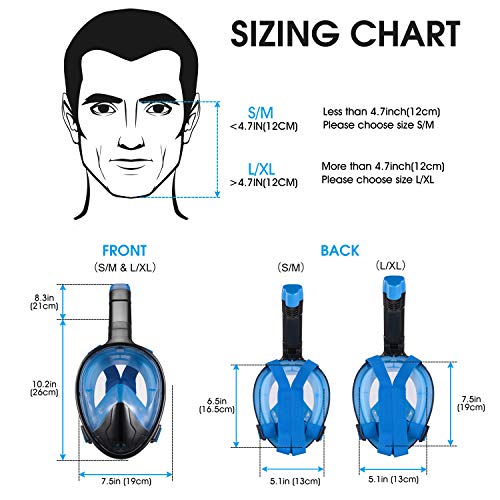 UFANORE Full Face Snorkel Mask, Snorkel Mask with Detachable Camera