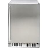 Blaze 24‑Inch Outdoor Rated Compact Refrigerator | 5.5 Cu Ft Stainless Steel Fridge with LED Lighting, Digital Thermostat & R
