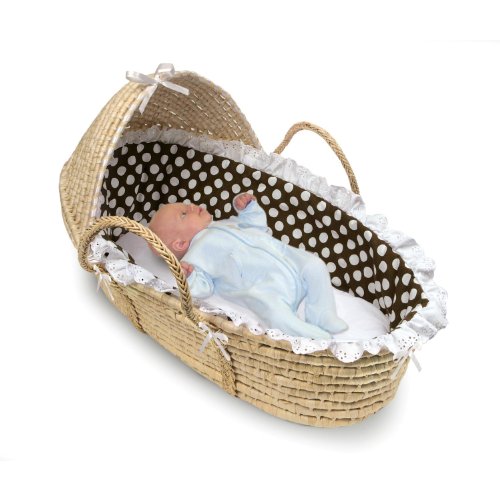 Hooded Baby Moses Basket with Liner, Sheet, and Pad