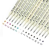 GuangNa Metallic Marker Pens, Set of 15 Colors Calligraphy Brush Markers for Card Making, DIY Photo Album, Scrapbooking and Many Surfaces (Brush Tip)